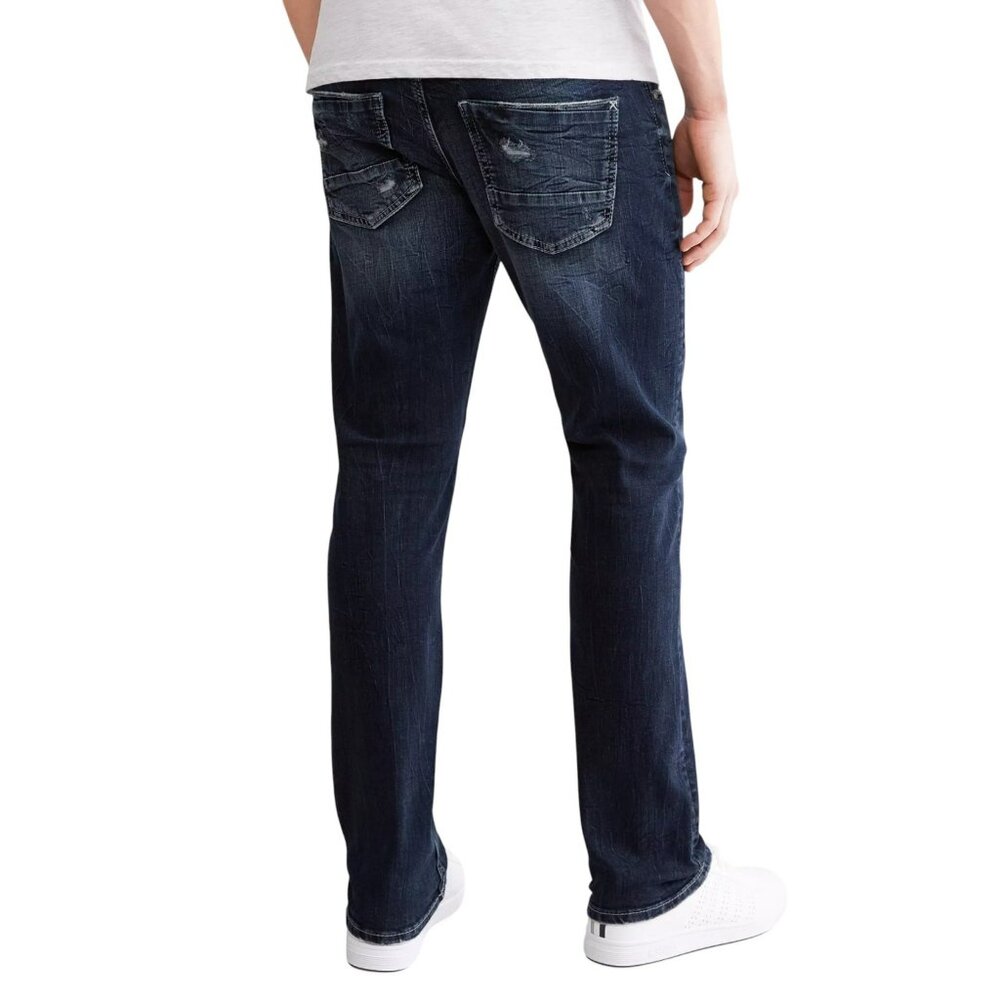 NEW Deperwest Mens 34x34 Seeker‎ Taper Jeans Blue Distressed Denim Stretch - Picture 2 of 16